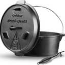 Camping Dutch Oven, 9 Qt Pre-Seasoned Camping Cookware Pot with Lid - Lid Lifter, Cast Iron Dutch Oven with Metal Handle for Cooking BBQ Baking Campfire Modern Black (9 Qt)