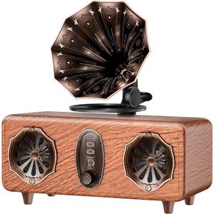 FREEFISH Retro Bluetooth Speaker Retro Radio with 5.4 Bluetooth Version, FM Radio, Bass Vintage Wireless Speaker Support USB/TF/AUX Player for Home Office Room Bedroom, Decorations (Wooden)
