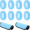 8-Pack Luminous Blue Luggage Wheel Covers (Fits 2"-2.4" Double Wheels) & 2-Pack Blue Handle Wraps - Silicone Tire-Textured Wheel Protectors, Wet-Suit Material Handle Grips for Travel