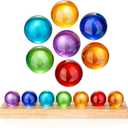 7pcs 40mm Multicolor Crystal Solid Ball Glass Spheres with LED Wooden Base Night Light Decoration Healing Sphere Balls with Stand for Home Living Room - Decorative Balls for Dinner Party Centerpiece