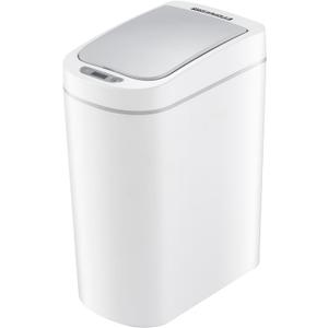NINESTARS AMZ-7-2 Bathroom Automatic Infrared Motion Sensor Trash Can, 1.8 Gal 7L, ABS Plastic Trashcan (Slim, White)