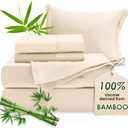 Luxury Sheets 100% Viscose Derived from Bamboo, 4pcs Cooling Sheet Set for Hot Sleeper, Queen Size Bedding, 16" Deep Pocket, Ivory