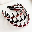 Vintage Pearl Beaded Headbands for Women High Cranium Hairband with Teeth Brown Red Black Wavy Comb Headband White Pearl Hairbands Fall Winter Fashion Hair Accessories for Bride Wedding Party 3Pcs