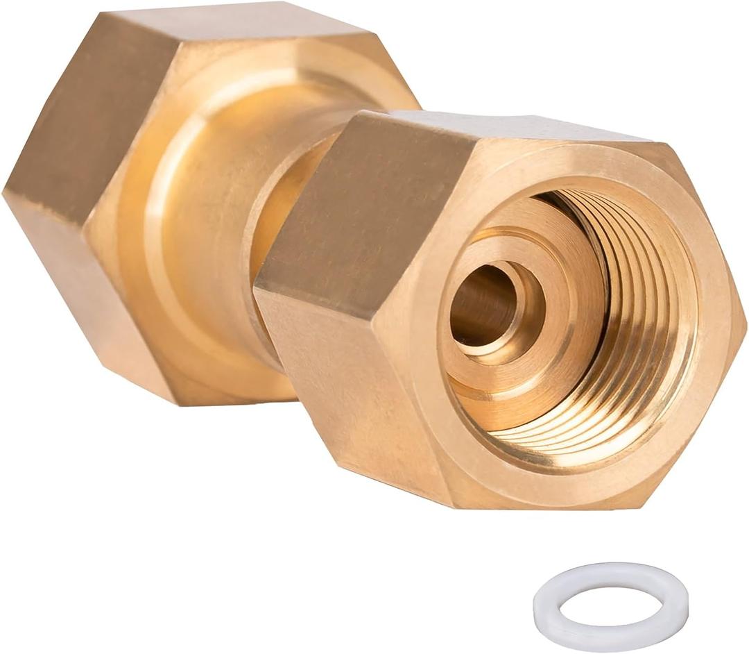 CGA-320 to CGA-580 Adapter, Carbon Dioxide Bottom to Argon Nitrogen Regulator Flowmeter Thread Converter, CO2 to Argon Tank Adaptor Connect Fittings for Welding Gas Regulator Flow Meter