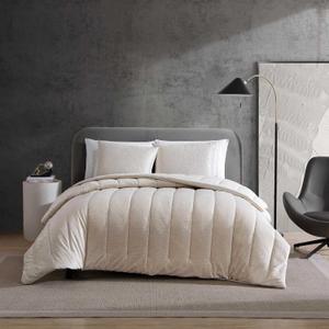 Kenneth Cole - King Comforter Set, Velvet Metallic Bedding with Matching Shams, Velvet Home Decor, Oeko-Tex Certified (Banks Ivory, King)