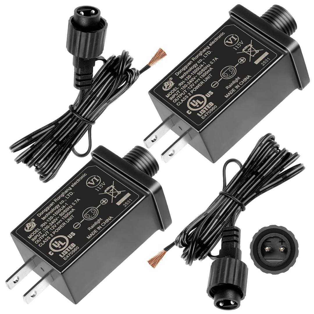 12V 1.5A Replacement Yard Inflatables Adapter with 10ft Extension Cords, Low Voltage 18W Class 2 Power Supply, IP44 Transformer for Christmas Inflatables, LED Lights, Indoor Outdoor Decorations