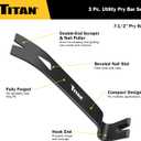 Titan 17121 3-Piece Flat Pry Bar set, 5.5", 7.5" & 9.5"Utility Claw Bars with Nail Puller, Forged Steel Wonder Bar