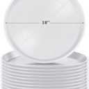 Eccliy 12 Pcs Plastic Plant Saucers Round Plant Tray Large Flower Pot Heavy Duty Planter Water Trays Thick Planter Drip Saucers for Indoors and Outdoors(18 Inch,White)