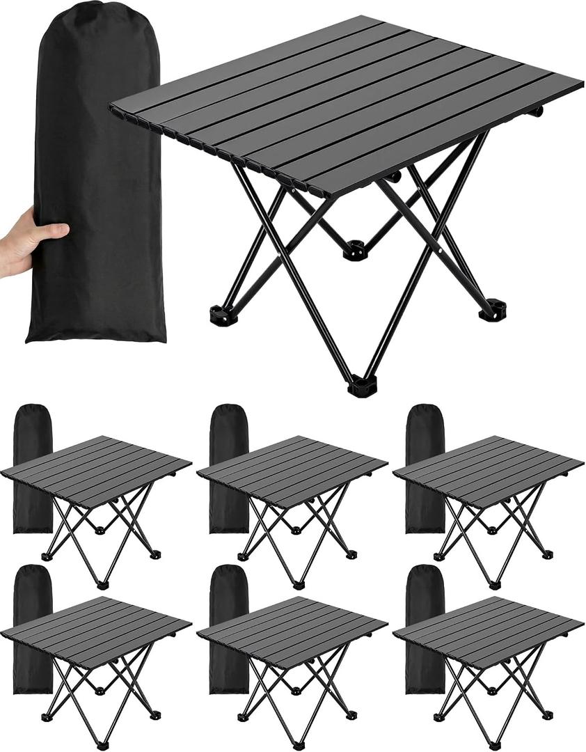 Nuenen 6 Pcs Portable Camping Table Bulk 22 x 17 x 16 Inch Compact Camping Folding Table with Carry Bag for Camp Essentials Hiking Picnic BBQ Cooking Beach Fishing Travel Outdoor Use, 22.44 x 13.19 x 11.61 inches