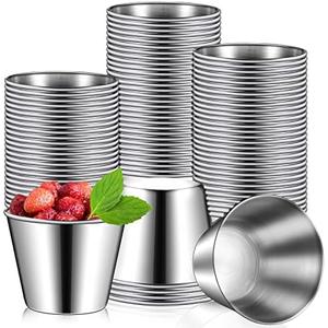 Mimorou 88 Pcs 1.5oz Stainless Steel Sauce Cups Dipping Cups Mental Condiment Sauce Container Round Dipping Bowls Condiment Ramekins for Dish Butter Kitchen Restaurant Serving Party Dinner Cooking