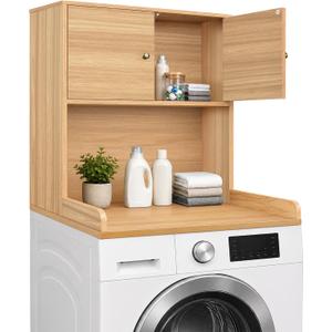 Washer Dryer Countertop with Cabinets, 2-Tier Laundry Countertop with Shelf