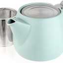 Tealyra - Pluto Porcelain Small Teapot Turquoise - 18.2-ounce (1-2 cups) - Matte Finish - Stainless Steel Lid and Extra-Fine Infuser To Brew Loose Leaf Tea - 540ml