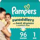 Pampers Swaddlers Diapers, Size 1 (814 lbs), 96 Count, Absorbent, Keeps Baby Dry and Comfortable, Skin Safe Disposable Baby Diaper (Packaging May Vary)