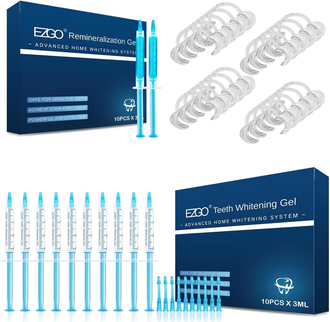 EZGO Teeth Whitening Gel Refill Pack, Remineralization Gel for Reducing Teeth Sensitivity, Teeth Whitening Cheek Retractor (Size M), Dental Mouth Opener