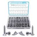 815pcs M6 M5 M4 M3 Wood Screws Assortment Kit, Metric Stainless Steel Assorted Self Tapping Screws Set Truss Flat Pan Head Phillips Drive Drilling for Deck Drywall Concrete Sheet Metal