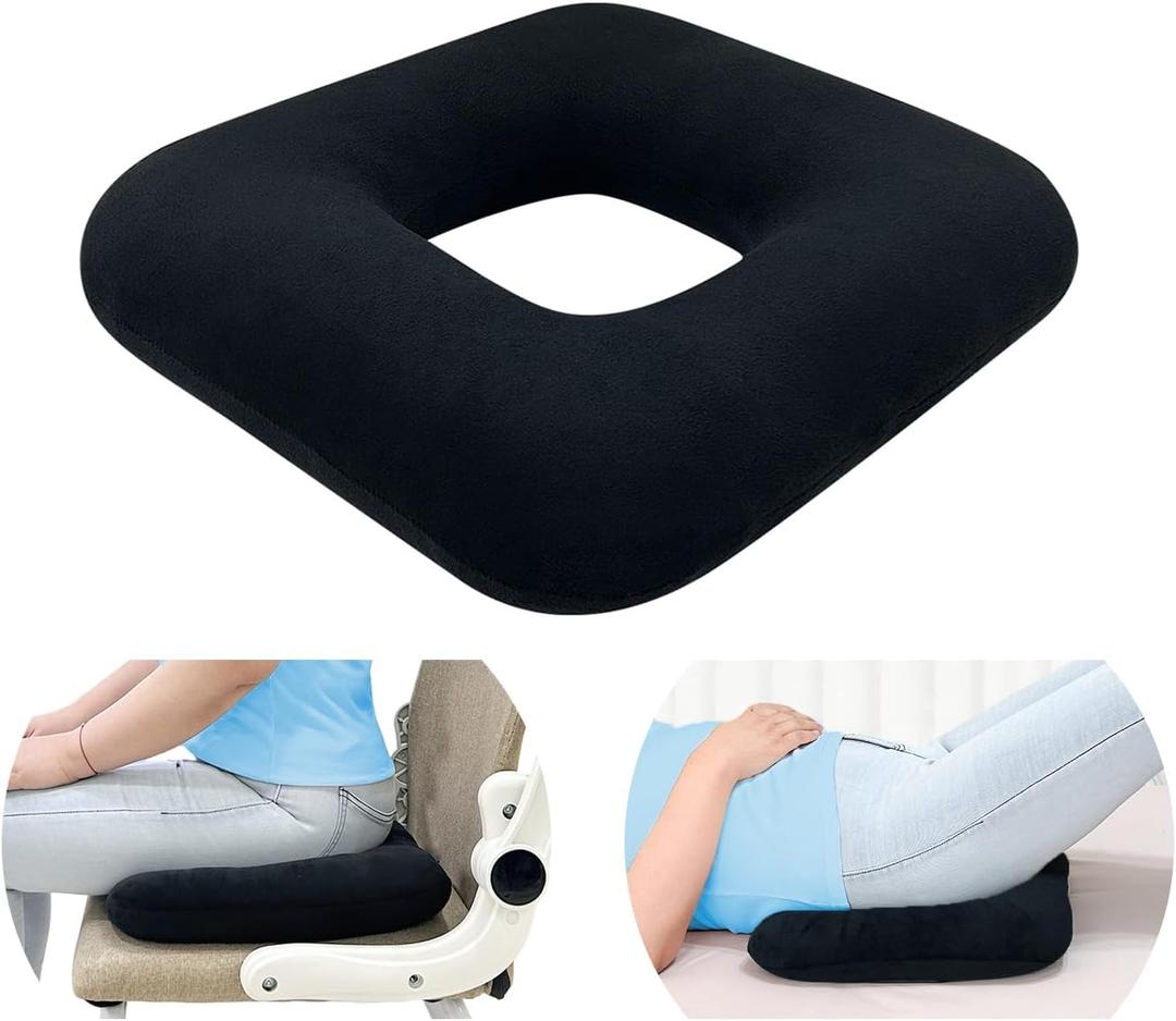 AOSSA Donut Pillow, Butt Cushion for Long Sitting, Bed Sore Pressure Relief Seat Cushions for Butt, Postpartum, Hemorrhoid Tailbone Hip Pain, BBL After Surgery for Sleeping, Portable Chair Cushion Pad