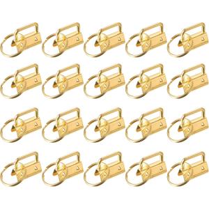 uxcell 60Pcs 26mm/ 1-inch Key Fob Hardware with Keychain Ring for Bag Webbing Wristlets, Lanyards, Dark Golden