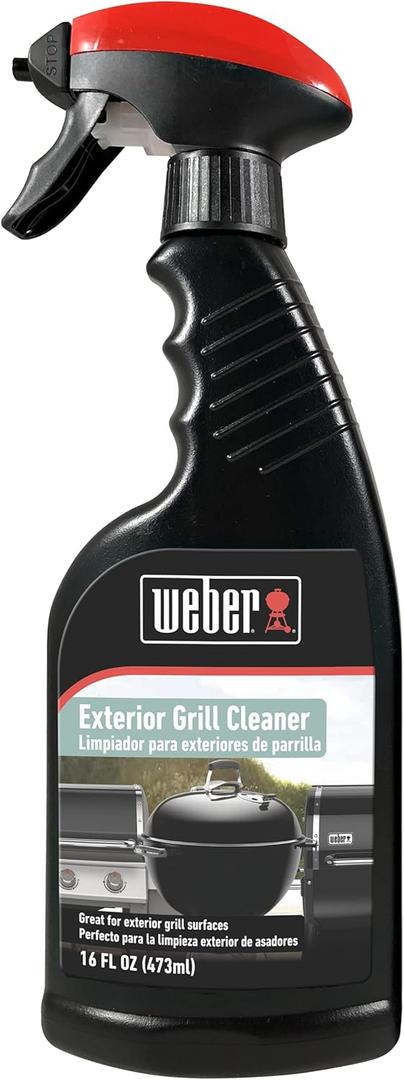 Weber Exterior Grill Cleaner, Black – Streak‑Free Spray for Removing Grease, Grime & Water Spots on Stainless Steel, Painted Steel & Porcelain‑Enamel Surfaces