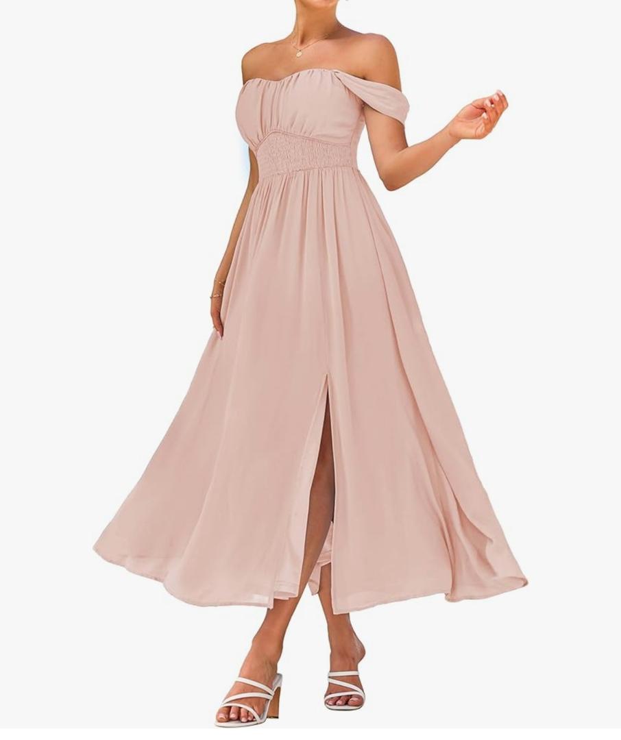 GRACE KARIN 2025 Women's Summer Floral Print Flowy A Line Maxi Dresses Sleeveless Smocked Off Shoulder Dress
Size M