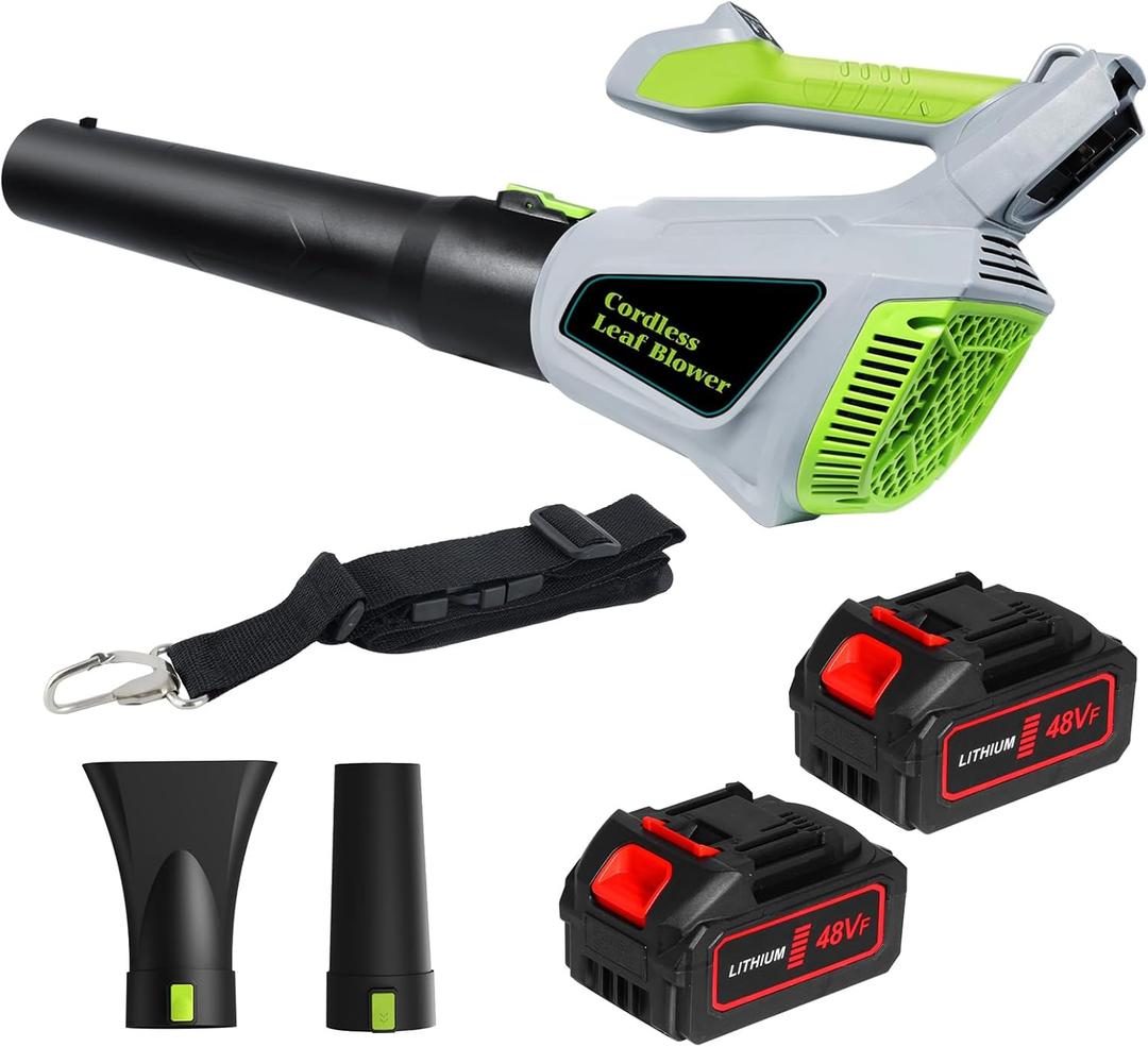 Leaf Blower Cordless with 21V 2 * 3.0Ah Batteries & Charge, 750CFM/280MPH 3-Speed Powerful Electric Leaf Blower, Lightweight and Shoulder Strap for Lawn, Patio, Yard, Blower Leaves, Dust & Snow