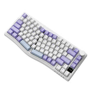 MechLands AKS075 Wireless Gaming Keyboard, Hot-Swappable Mechanical Keyboard, 75% Alice Keyboard with 0.85 Inch TFT Screen, BT5.1/2.4GHz/USB-C, 5000mAh Battery (White, Gift Switch)