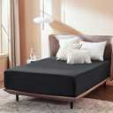 Bedsure Fitted Sheet Queen Size Only - Brushed Microfiber Bed Sheets, Ultra Soft & Breathable, Fade Resistant & Easy Care (Black, 60x80+16 Inches, 1 Piece)