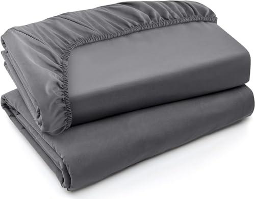 No Brand Bedding  Fitted Sheets - Bulk Pack of 2 Bottom Sheets 25X72  Grey
