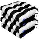 INFBLUE Outdoor Tufted Wicker Cushions Seat Cushions for Patio Furniture Set of 4, 19x19 Outdoor Chair Cushions Weather Resistant Patio Cushions with Ties for Wicker Chair (Black Stripes, 4 Pack)