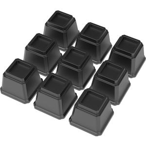 Bed Risers 4 Inch Set of 9, Heavy Duty Bed Elevators Risers for Bed Frame 9 Pack Lifts Up 3000 lbs Sofa Table Furniture Riser, Black