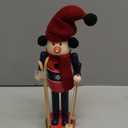 Christmas Nutcracker Figures 12 Inch Wooden Snowman Nutcracker with Skis, Nutcracker Xmas Decor Tabletop Shelves Decorations