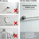 Suction Cup Towel Bar 17-28 Inch Adjustable Retractable Stainless Steel Towel Rack for Bathroom, RV & Renters - No Drill Heavy Duty Wall Mounted Holder, Removable for Glass & Tile (1, Silver)