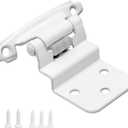 3/8 Inch Inset Semi Concealed Cabinet Hinges White, (10 Pairs - 20 Pack) Self Closing Hinge for Cabinets Doors, Kitchen Cabinets Door Hinges Hardware