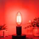 E12 LED Red Light Bulb for Christmas, C35 LED E12 Filament Candle Bulb 4W (40W Equivalent) E12 Base Red Lighting for Halloween, Party Decor, Sleep Lights, Bedroom, Porch Lights, Non-Dimmable, 2 Pack