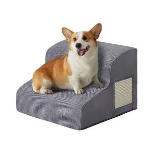 Dogs Steps for Bed, Dog Stairs for Small Dogs, 2-Step Dog Ramp for Bed, Couch, Sofa, and Chairs, Non-Slip Bottom Design, Cat Scratching, High Density Foam Portable Pet Step, Indoor, Grey