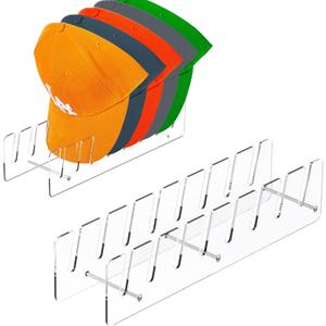 CARUUYI Hat Stand Organizer for Baseball Caps, Acrylic Hat Holder & Rack, 2PCS Clear Stand for 16 Caps, Ideal for Bedroom, Closet, Dresser, Office and Entrance (2)
