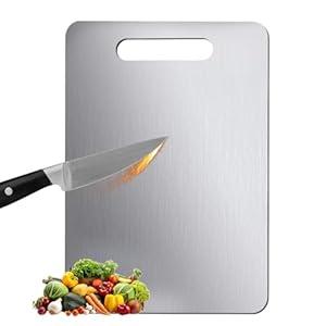 100% Pure Titanium Cutting Board - 15x11 Inch Non-Slip Kitchen Chopping Board, Dishwasher Safe, Scratch Resistant, Easy to Clean, Durable & Hygienic for Meat, Vegetables, and Fruits