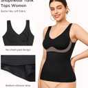 LODAY Compression Tanks for Women Shapewear Tank Top Tummy Control V Neck Camisole Cami Tops (Black, XL)