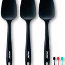 Silicone Spatula Set, High Heat Resistant Rubber Spoon Spatula, Non-Stick Spoonula with Seamless One Piece Design, Flexible Scrapers Baking Mixing Tool,3 Pack, Black