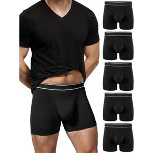 TIICHOO Mens Incontinence Underwear Washable Urinary Leakproof Underwear Cotton Boxer Briefs 100ml Absorbency 5 Pack (3X- Large, Black)