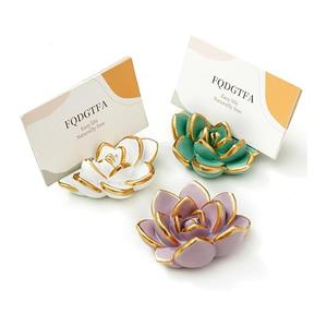 Marsui 2 Pcs Succulent Business Card Holders Desk Pink Purple Modern Name Card Holders for Women Lotus Flower Decorative Tabletop Display Stand Postcard Display Organizer Decor Gift for Office Store Color May Vary