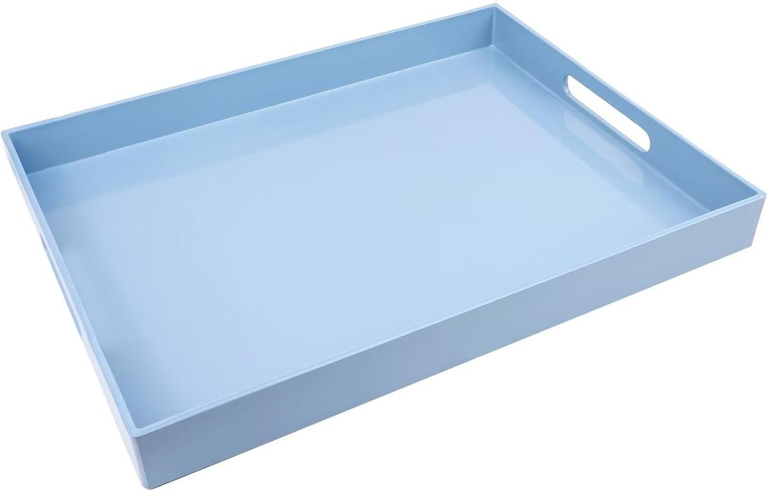 Spsyrine Serving Tray with Handles, Plastic Decorative Tray for Coffee Table, Living Room, Home Decor, 3040B