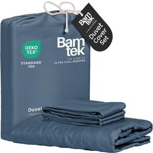 Duvet Cover Set - 100% Viscose Derived from Bamboo Duvet Cover King Size, 3 PC Luxury Cooling Duvet Cover for Hot Sleepers, Silky Buttery Soft Comforter Cover & 2 PC King Pillowcases, Storm