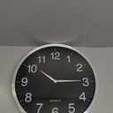 Wall Clock 12 Inch Metal Finish Silent Non Ticking Indoor Clock Round Battery Operated Stainless Steel Wall Clocks for Home, Office, Living Room (Black-Silver Brushed Finish, 12 Inch)