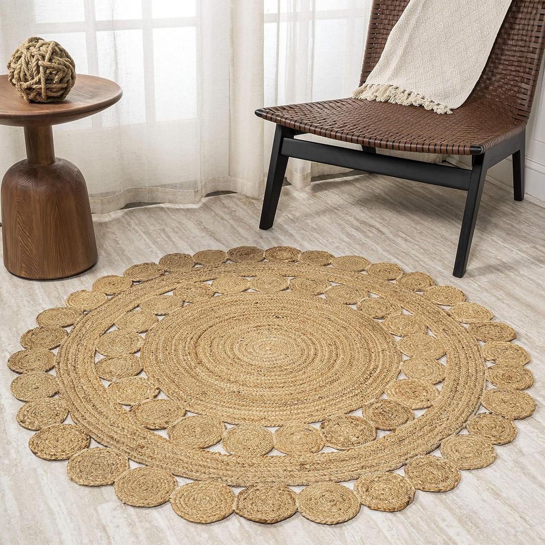 JONATHAN Y Bodhi Jute Hippie Circle Natural 4' Round Indoor Area Rug, Natural-Fibers, Geometric, Easy-Cleaning for Living Room, Bedroom, Kitchen, Pet Friendly, Non-Shedding (RNF104A-4R)