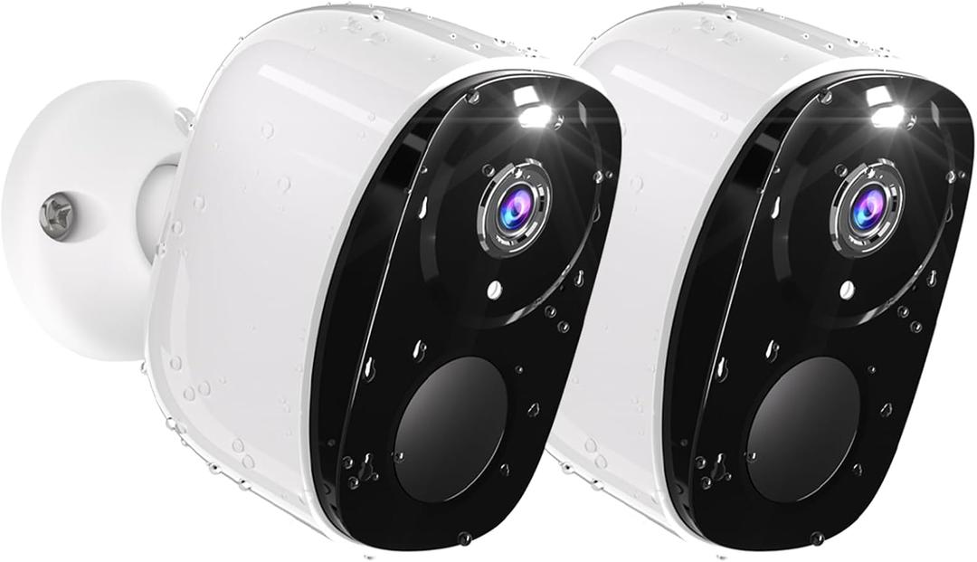 2PC Security Camera Wireless Outdoor, 2K Surveillance Indoor Home Camera, Battery Powered WiFi Camera for Home Security with Color Night Vision, AI Detection, 2-Way Audio, IP65, SD/Cloud, Works Alexa
