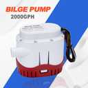12V 2000GPH Automatic Electric Bilge Pump Marine Boat Submersible Water Pump with Built in Float Switch