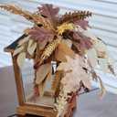 Fall Lantern Decoration, Large Wooden Hurricane Candle Lantern Decorated with Autumn Wheat Leaves, Fall Decor for Home, 14" Tall