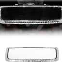 ZIMISI Bling Car Rear View Mirror, 10.51 Inch HD Glass Wide Angle Rearview Mirrors, Clip-on Crystal Diamond Panoramic Rear View Mirror Accessories, Bling Car Decorations for Women (Silver)