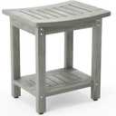 LUE BONA HDPS Shower Bench Seat, Shower Stool for Inside Shower Waterproof, Bath Spa Shower Foot Stool for Shaving Legs with Storage Shelf, Weather Resistant/Non-Slip/Indoor or Outdoor Use, Gray (Grey)