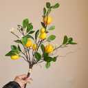 Artificial Lemons Branches Decor,8 Head Faux Lemons Fruit with Green Leaf and Branch,Realistic Fake Lemon Decoration for Kitchen,Party,Farmhouse,Table Centerpiece,Home Decoration
